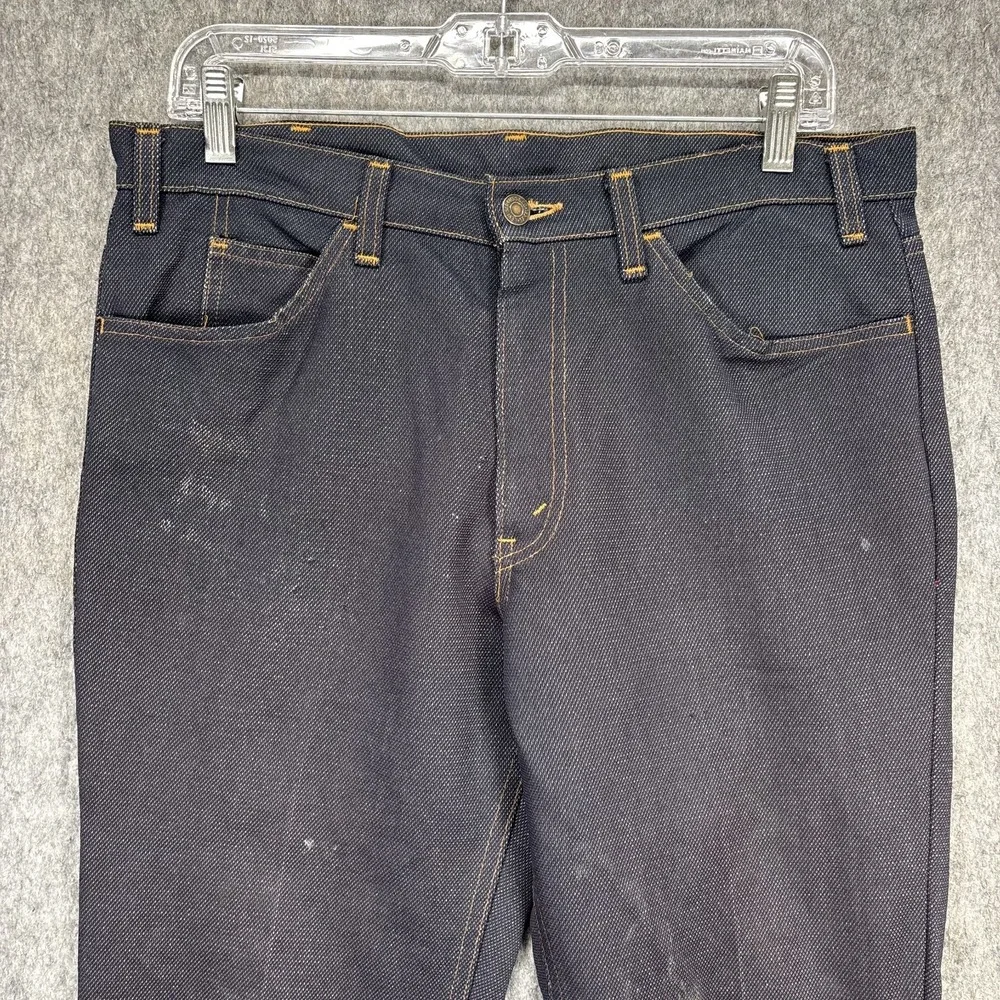 Vintage Levis 517 1970s 32x29 Orange Tab Polyester Boot Flare USA Blue Stretch